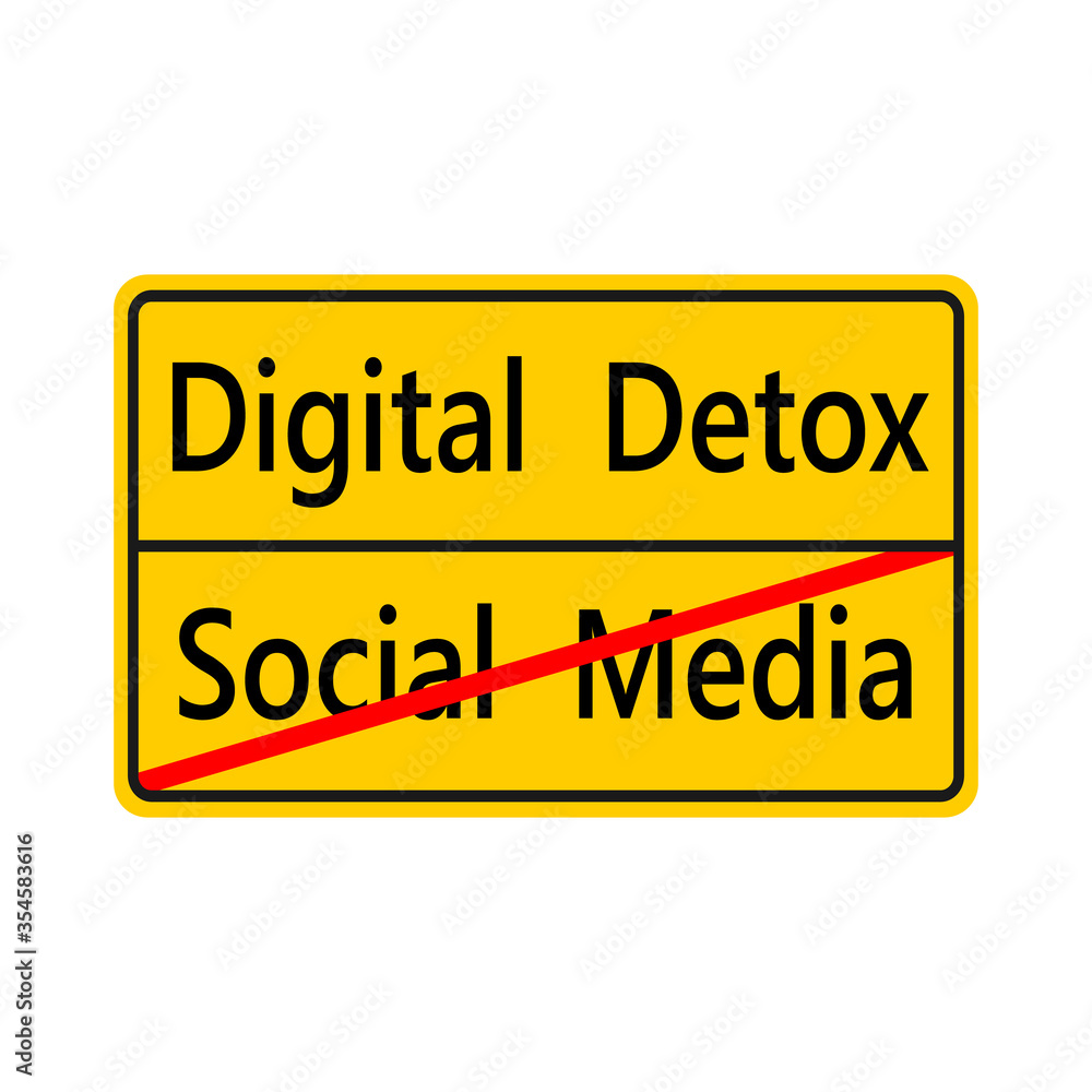 Digital detox yellow sticker for people who want to spend time away from technology.No social media. Digital detox yellow sticker for people who want to spend time away from technology.No social media.