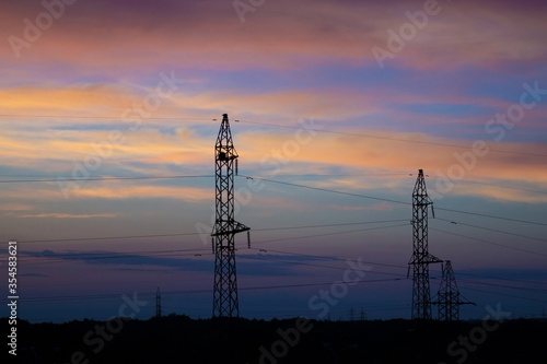 cell phone tower at sunset