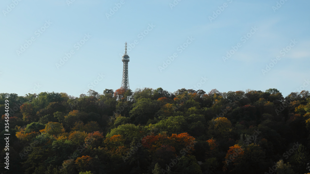 Fototapeta premium Prague Petrin Park in the fall. Autumn landscape.