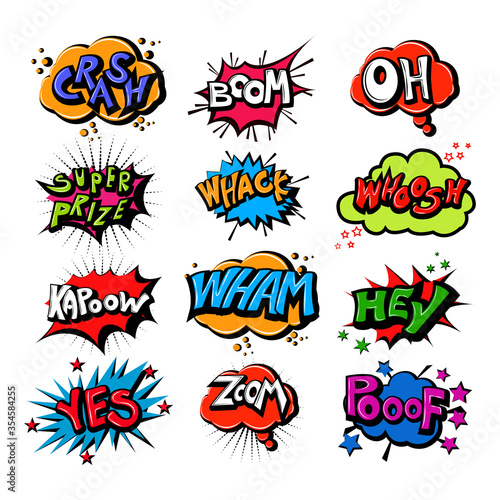 vector illustration of retro pop art comic style chat or speech bubble sound effect and expression