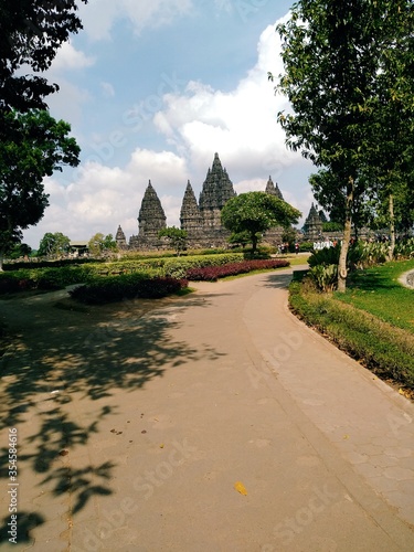 Prambanan Temple with beautiful natural scenery