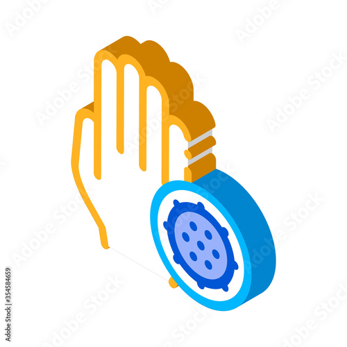 Bacteria Germ And Hand vector isometric sign. color isolated symbol illustration