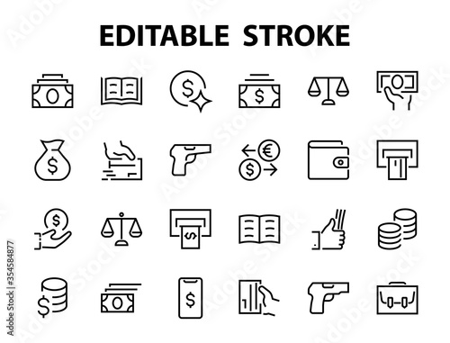 BUSINESS and FINANCE Thin Line Icon Set, contains icons such as Coins, Currency Exchange, Card Payment, Terminal and much more, Editable Line, Vector Illustration