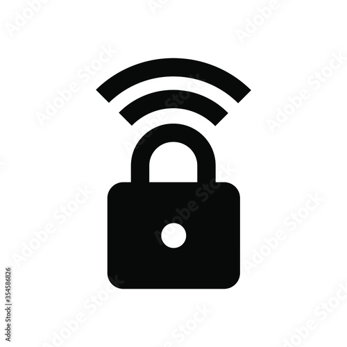 Lock wifi icon stock vector illustration flat design.