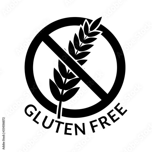 Gluten fee icon. Healthy food without wheat or grain symbol. Cereal allergy and diet logo. Vector illustration.