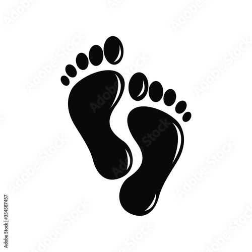 Human feet black silhouette. Footprint with toes symbol icon. Stock Vector illustration isolated on white background.