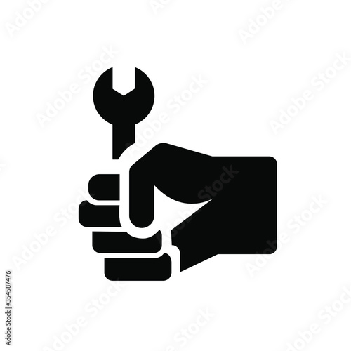 Repair icon vector illustration isolated on white background. Hand holding wrench symbol isolated. eps 10