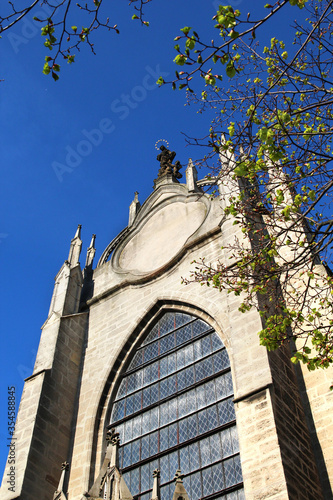 The frontage of abbey church of the Sedlec monastery (in Kutna Hora), which was listed as UNESCO World Heritage Site in 1995. Rebuilt by Jan Blažej Santini - Aichel. Church dring sunny day. photo