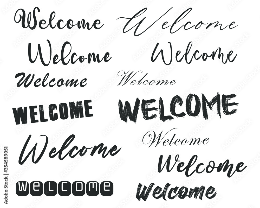 Welcome lettering typography vector. Isolated on white background.