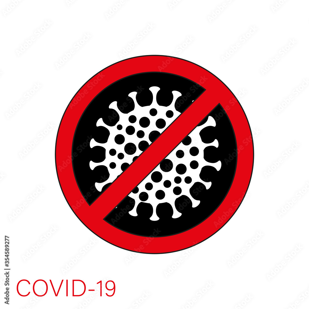 Coronavirus pandemic SARS-Cov-2 ban simple icon. Forbiddance Coronavirus disease 2019 (COVID-19) sign. illustration Coronavirus pandemic SARS-Cov-2 ban simple icon. Forbiddance Coronavirus disease 2019 (COVID-19) sign. illustration