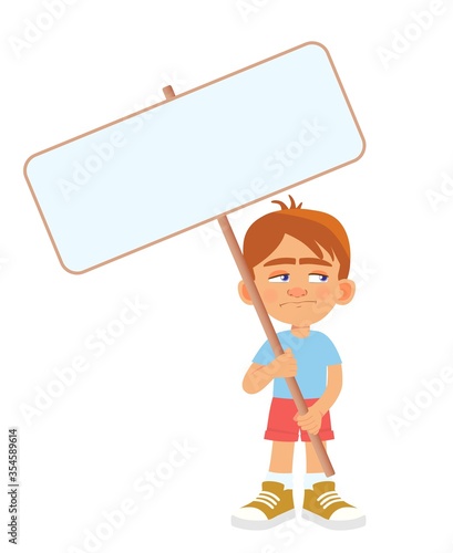 Boy holding banner