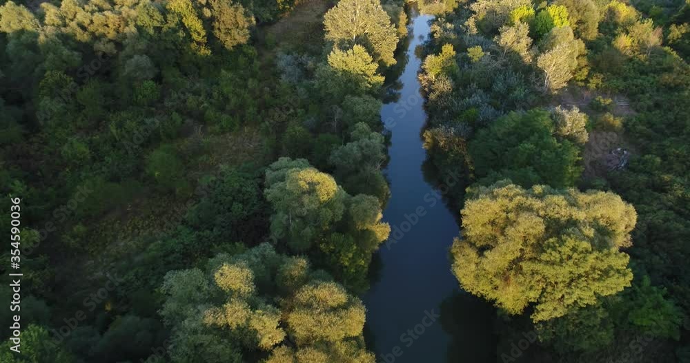 Aerial view of river and beautiful forest. Kamchia River in Bulgaria Aerial view of river and beautiful forest. Kamchia River in Bulgaria