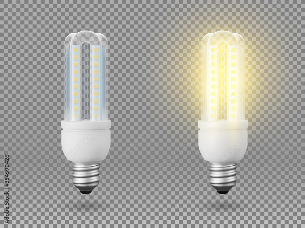 Isolated energy saving light bulb, vector object on a transparent background, the effect of light and glow. Realistic 3d object, symbol of creativity and ideas. Concept for business or startup. Isolated energy saving light bulb, vector object on a transparent background, the effect of light and glow. Realistic 3d object, symbol of creativity and ideas. Concept for business or startup.