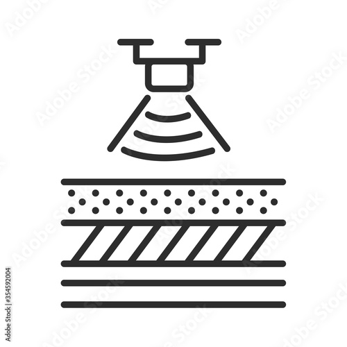 Scanning the different soils sand, clay, loam. Data from a drone smart farm . Outline icon vector .