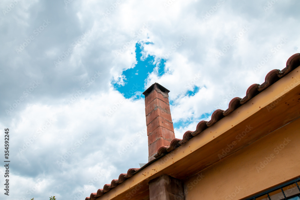 chimney and clean sky to protect the global climate