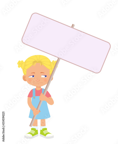 Girl holding banner