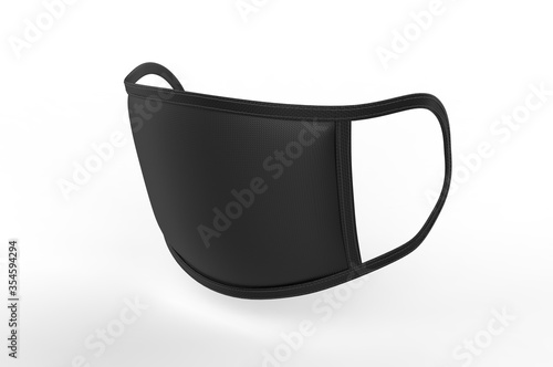 Reusable cotton cloth face respirator mask for mock up and print design presentation. 3d render  illustration. photo