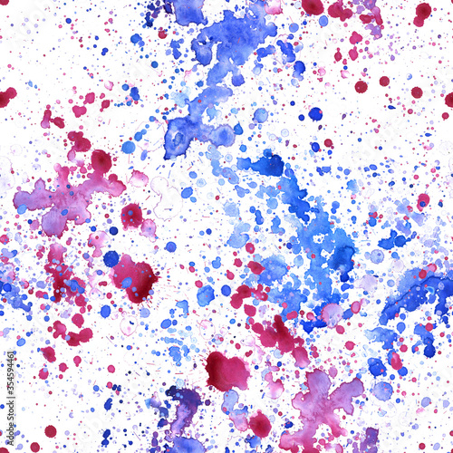 Pattern abstract paint spots on white background. Color watercolor stains and blots. 