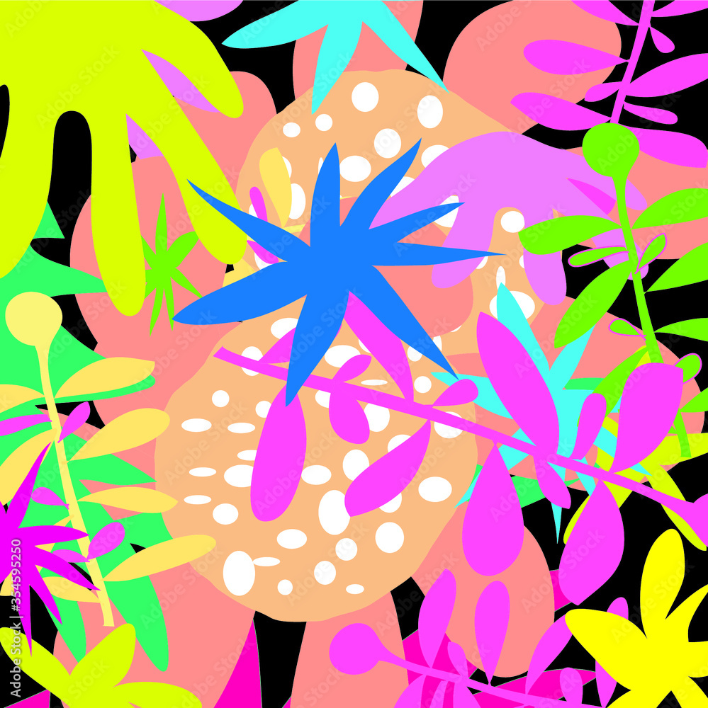Fototapeta premium abstract colorful background. Abstract colourful cute flowers and leaves pattern background