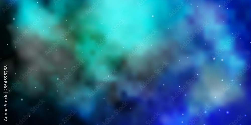 Fototapeta premium Light BLUE vector template with neon stars. Decorative illustration with stars on abstract template. Pattern for new year ad, booklets.