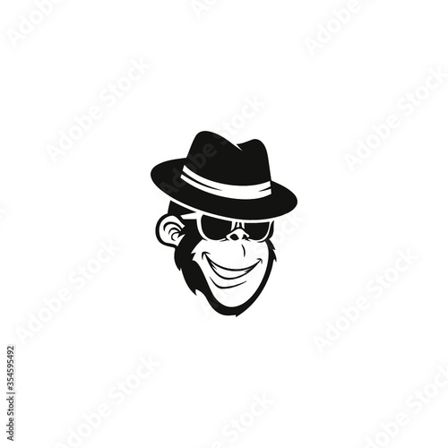 man with hat and sunglasses. monkey