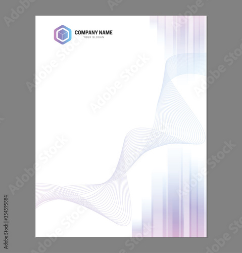 Abstract Corporate Purple Letterhead Template for Print with Square Logo