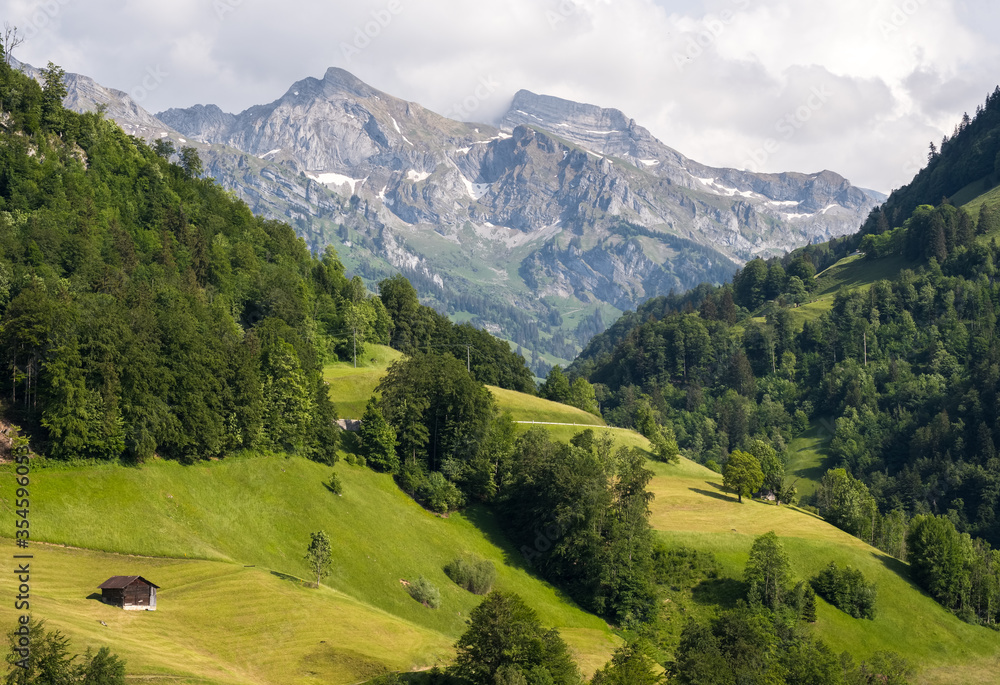 Summer in the Swiss Alps, mountain landscape, Flüeli-Ranft, Switzerland
