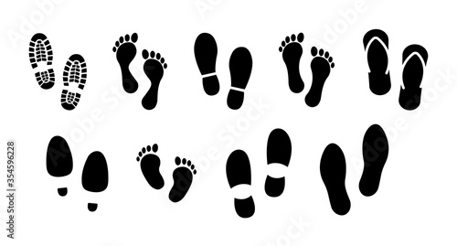 Different human footprints icon. Vector illustration
