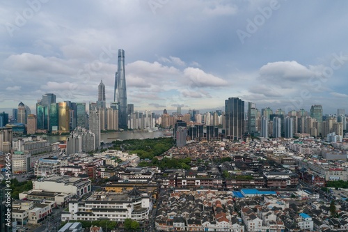 Shanghai city in China aerial drone photo