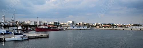 Panoramic view of the harbor of Alexandroupolis, Greece, Aegean sea