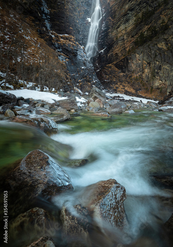 Early winter in Amotan gorge by the Svoufallet waterfall,Trollheimen