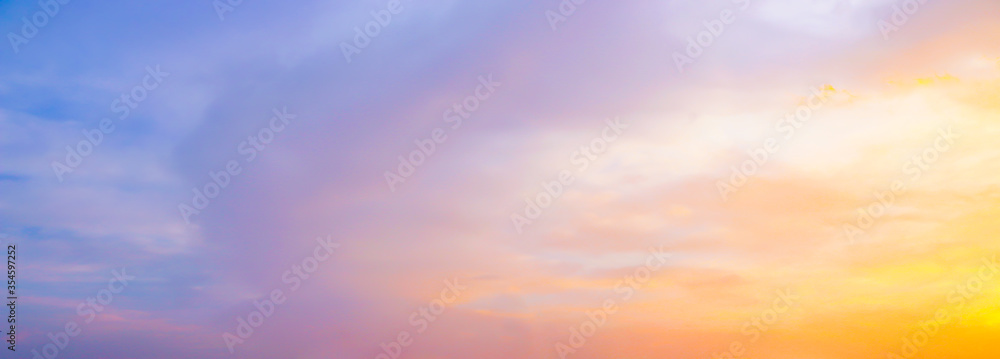 Beautiful sky evening beauty and Clouds at sunset , Panoramic scene view . Natural background 
