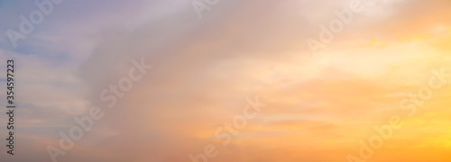 Beautiful sky evening beauty and Clouds at sunset , Panoramic scene view . Natural background 