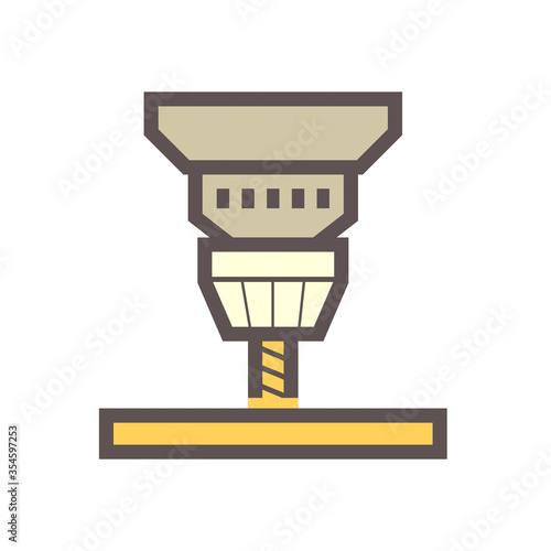 Auger drilling workpiece in production industry processing vector icon design on white background.