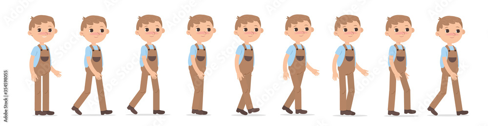 Walking child, animation cycle of walking and gait 2d cartoon character.  Stock Vector | Adobe Stock