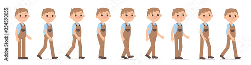Walking child, animation cycle of walking and gait 2d cartoon character.
