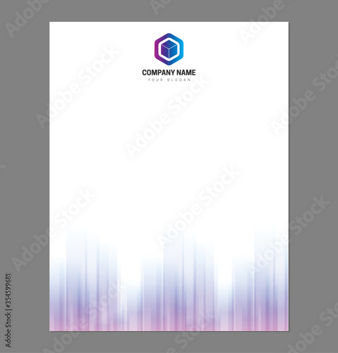 Purple Blue Letterhead Template for Print with Square Logo