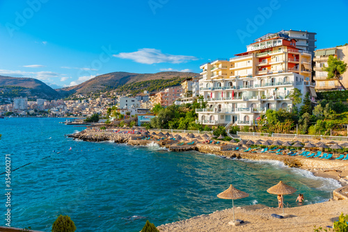 Seaside view of Albanian town Sarande
