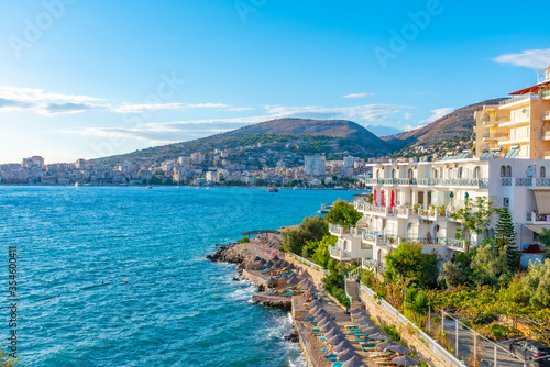 Seaside view of Albanian town Sarande