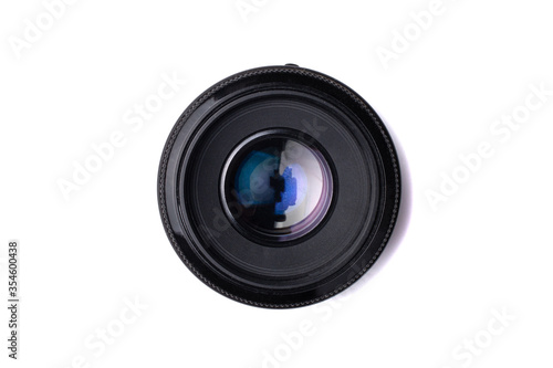 Lens isolated on white background. Top view.