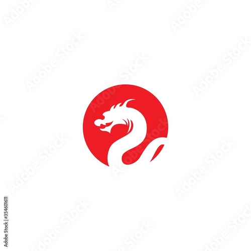 Head dragon flat color logo template vector design