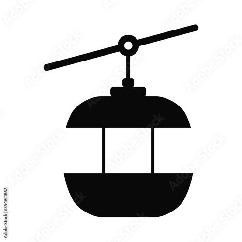 Vector illustration of Cable Car icon for web, mobile and infographic. Modern flat design. Silhouette icon on white background. - Vector