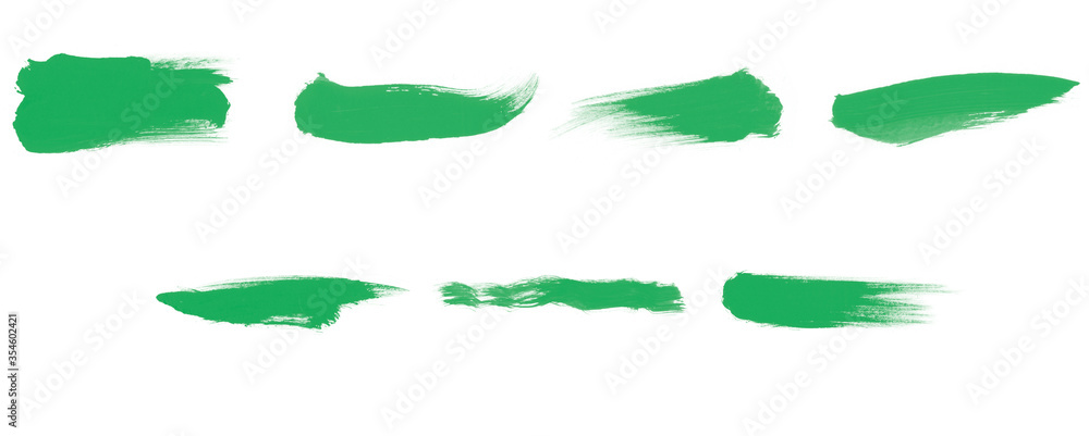 Set of beautiful green paint brushes. Abstract smear brushes background Set of beautiful green paint brushes. Abstract smear brushes background