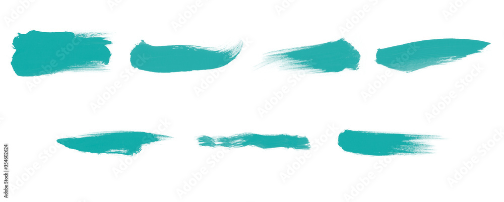 Set of beautiful turquoise paint brushes. Abstract smear brushes background Set of beautiful turquoise paint brushes. Abstract smear brushes background