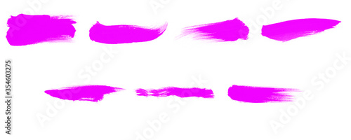 Set of beautiful pink paint brushes. Abstract smear brushes background