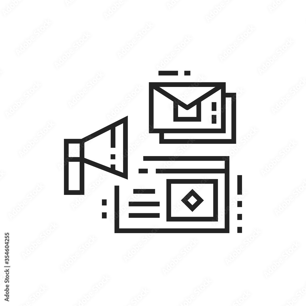 Brand marketing black line icon. Digital promotion and advertising. Pictogram for web page, mobile app, promo. UI UX GUI design element. Editable stroke. Brand marketing black line icon. Digital promotion and advertising. Pictogram for web page, mobile app, promo. UI UX GUI design element. Editable stroke.