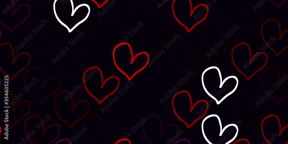 Light Pink, Red vector background with hearts.