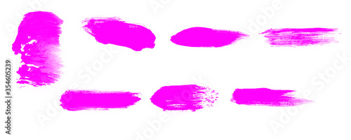 Beautiful vector set of pink paint brushes. Abstract smear brushes background