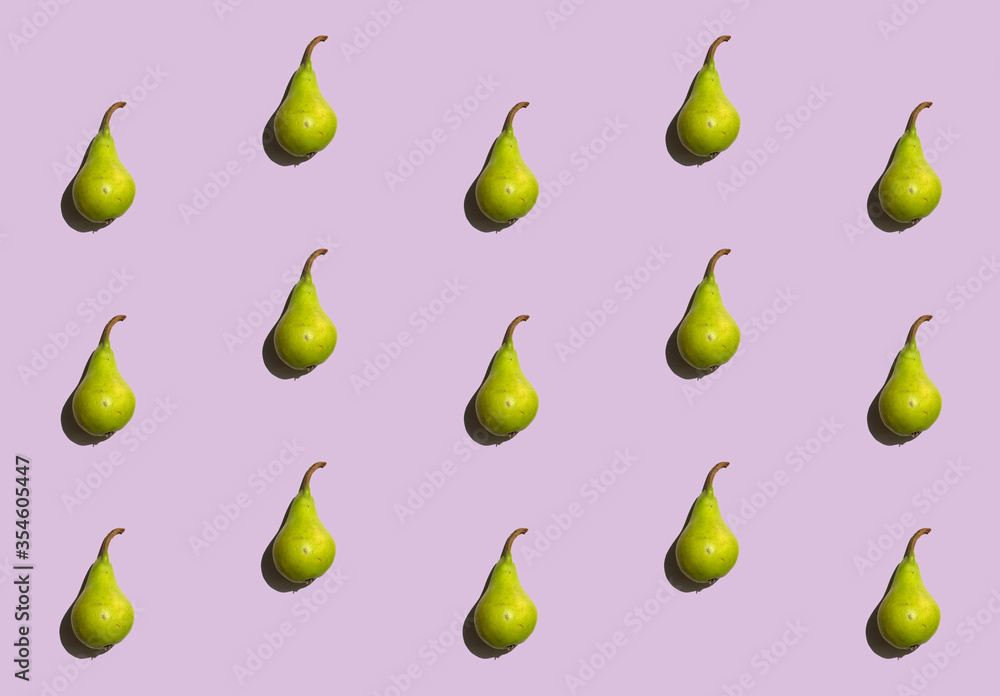 Pear pattern isolated on soft pastel background. Fresh fruit. Nature food. Pear pattern isolated on soft pastel background. Fresh fruit. Nature food.