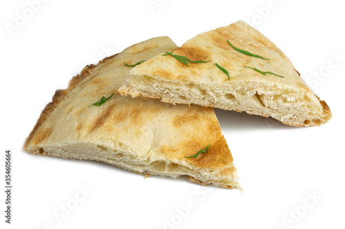 Fresh homemade pita bread isolated on white background